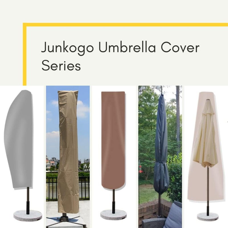 JUNKOGO Patio Umbrella Cover for 7-9ft Straight Pole Market Umbrella, Durable 420D Oxford fabric Umbrella Covers, UV Resistant, Waterproof Parasol Cover with Rod. (Coffee) - Image 5